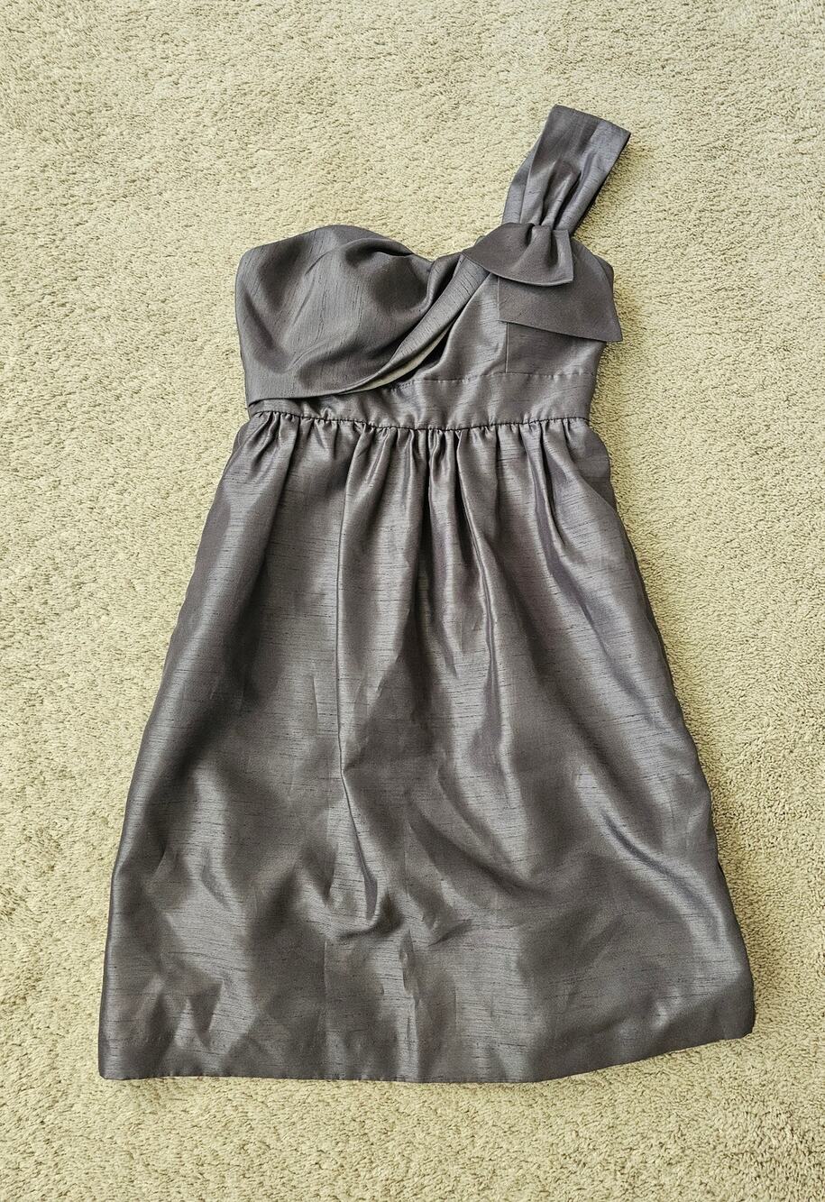 Jenny Yoo Collection Dress Womens Sz 2 Grey One Shoulder Short Bridesmaid formal